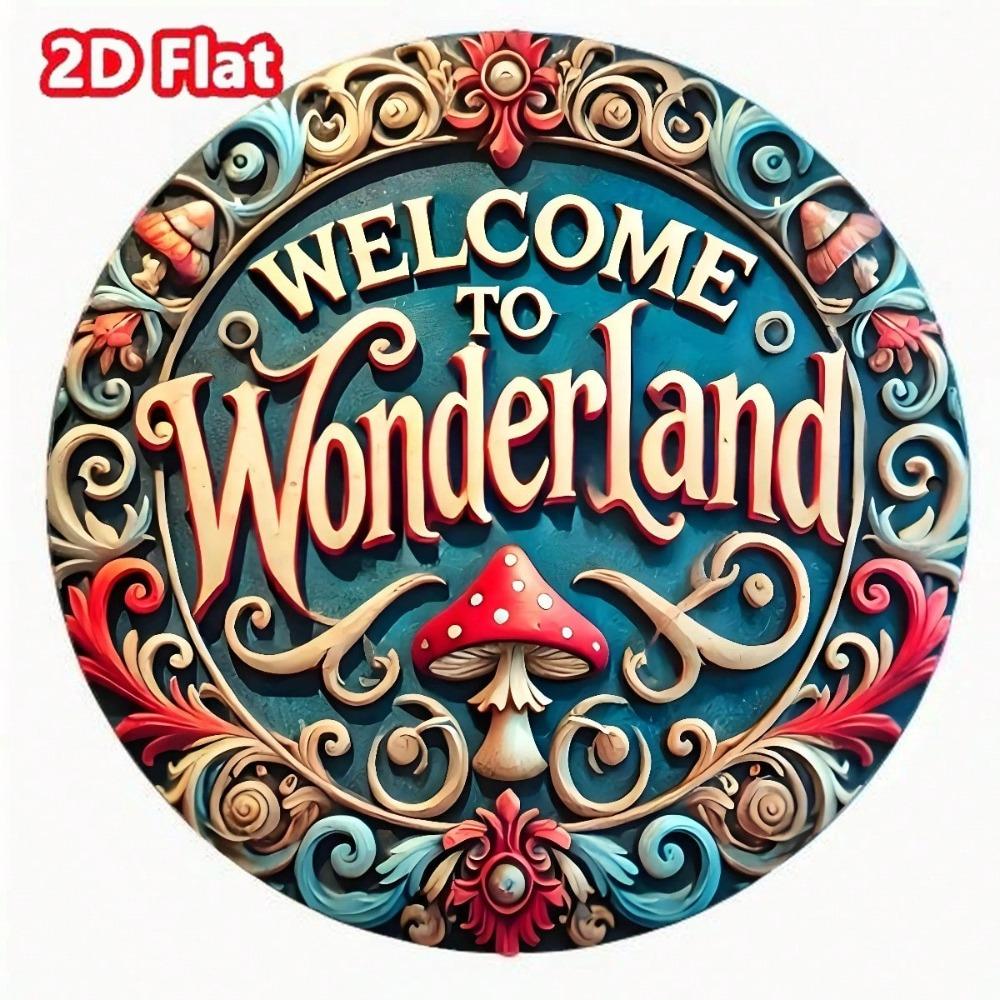 Retro Metal Sign Welcome To Wonderland Iron Plate Farmhouse Wall Decor
