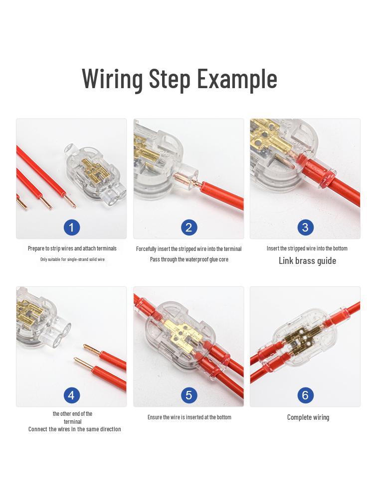 Compact Waterproof 2-In 2-Out Quick Wiring Terminal for Single Strand Hard Wire