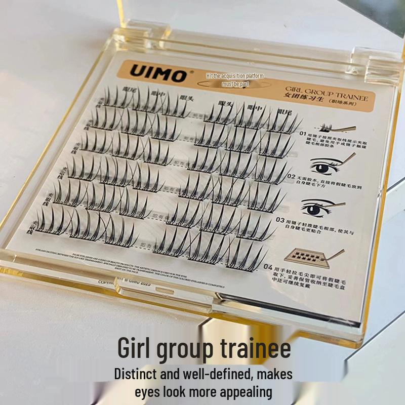 Uimo Glue-Free Natural Magnetic False Eyelashes with Self-Adhesive Stem, Reusable Extensions for Women