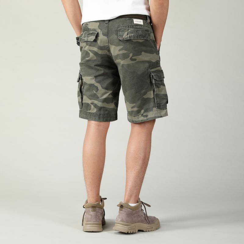 New Men's Camouflage Cotton Cargo Shorts – Trendy Summer Casual Straight-Leg Trousers
