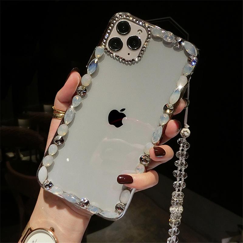 For IPhone17Promax Phone Case Ins for Apple 16 Rhinestone 14plus Transparent 12Pro Bracelet 13