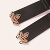 New Style of Women's Elastic Leaves Paired Black Waist Seal Fashionable and Elegant