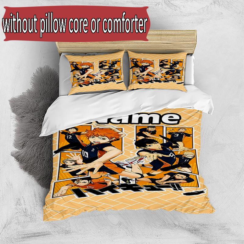 3pcs Duvet Cover Set (1*Duvet Cover + 2*Pillowcase, Without Core), Custom Name Haikyu Pattern Bedding Set, Home Bedroom Decor Gift