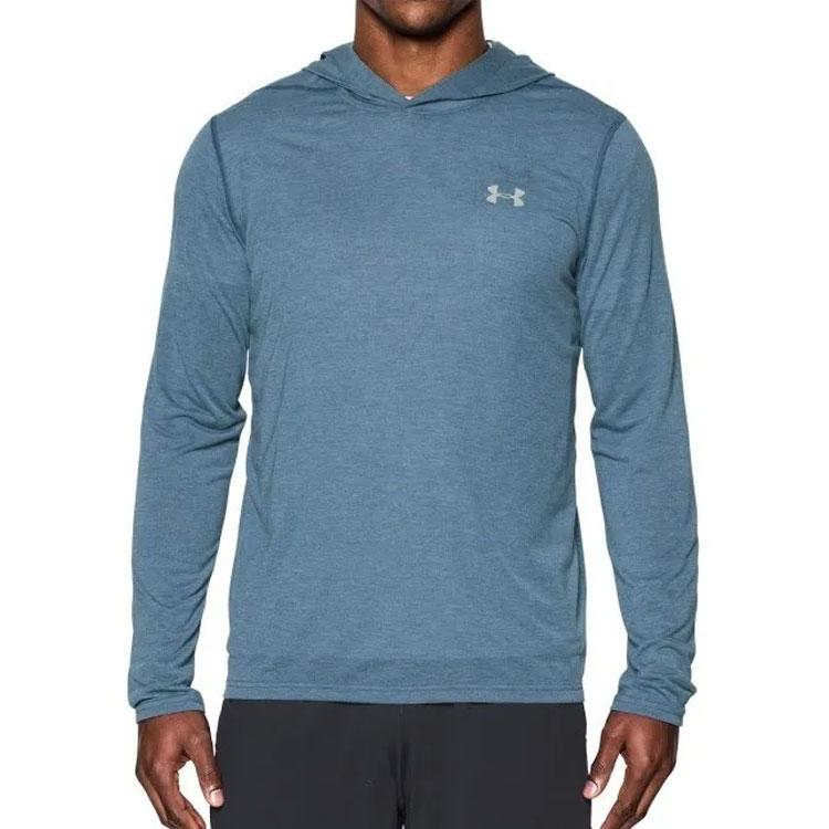 Under Armour Sudadera con capucha de manga larga con estampado de logotipo de color sólido para hombre, sudaderas con capucha Azul 1289606-997