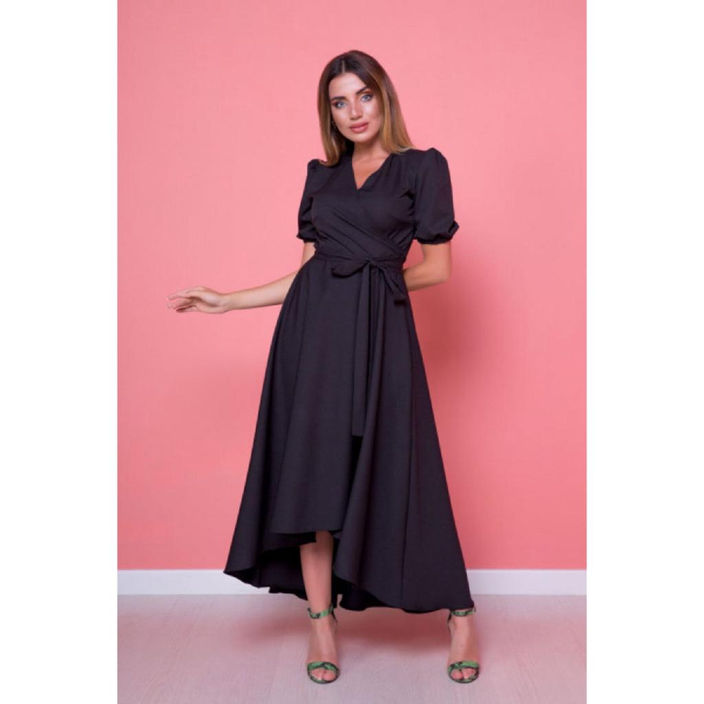 Women's Black Plus Size Asymmetrical Cut Dress