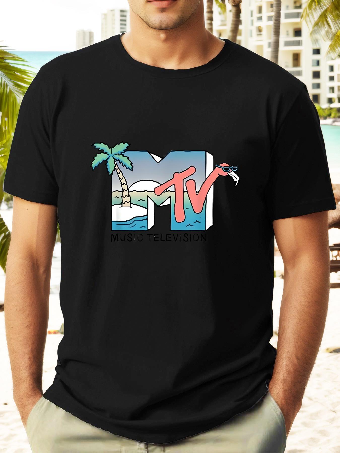 Retro MTV Summer Beachwear T-shirt - Casual Crew Neck XXXXL