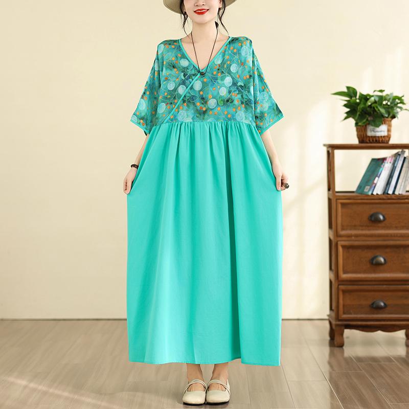 DIMANAF New 2026 Women Plus Size Summer Casual Long Dress Cotton Loose Oversize Maxi Beach Sundress Elegant Vintage Lady Print Floral