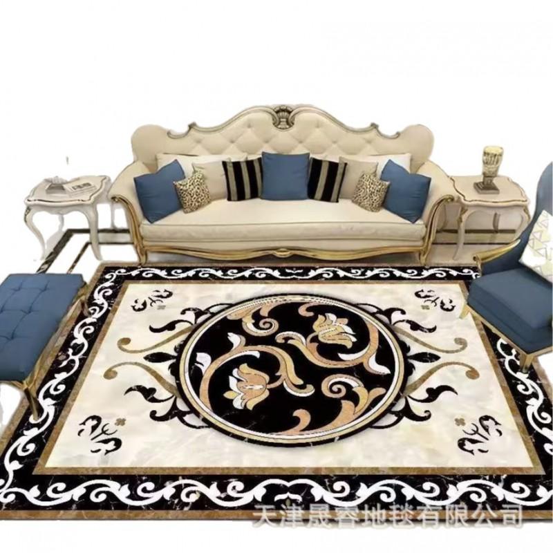 Modern Marble Print Area Rug Living Room Sofa Coffee Table Decorative Floor Mat Crystal Velvet Non-Slip Durable Washable
