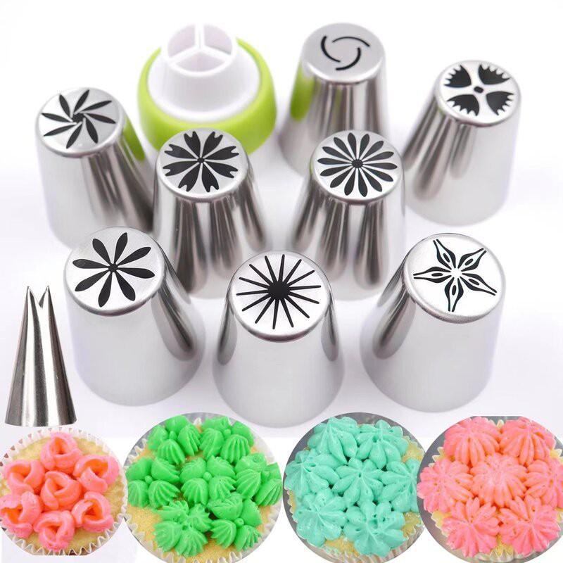 11-Piece Russian Style Piping Tips Set Stainless Steel Cake Frosting Decorations Baking Supplies