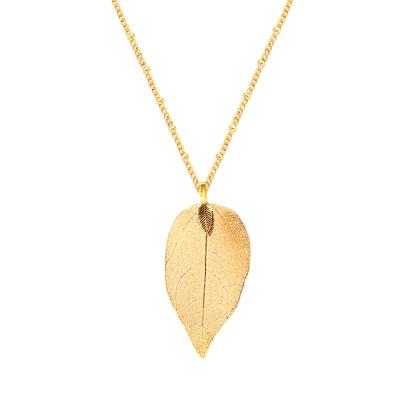 Echtes Blatt Halskette Damen, Schlichte hohle Blatt Pulloverkette