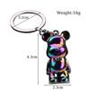 Trendy 3D Bear Model Keychain Unisex 4 Colors Metal Round Buckle Pendant Handbag Key Hang Decoration Couple Gift Daily Keyholder