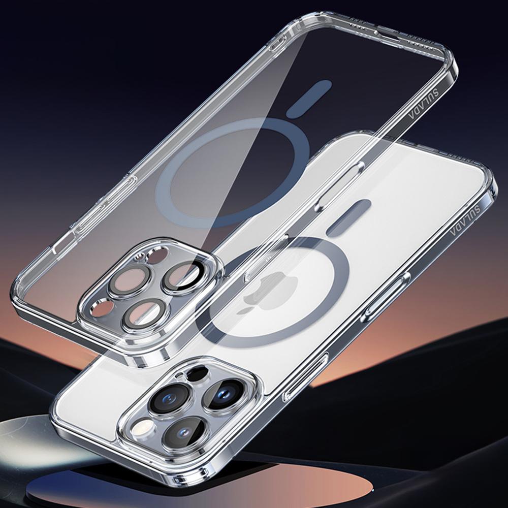 

SULADA For iPhone 16 Pro Case Built-In Lens Film TPU+PC Phone Cover Compatible with MagSafe Transparent Blue