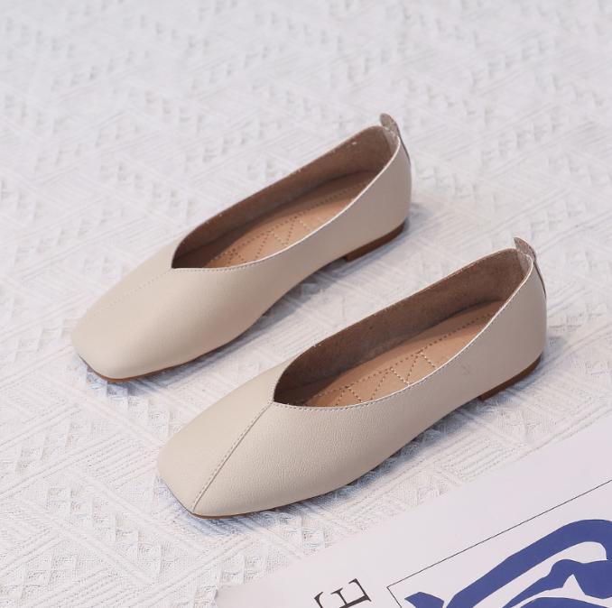 Genuine Leather Woman Casual Flats Female Retro Shoes Low Heeled Soft Soled Flat Shoes Casual Versatile Loafers Women