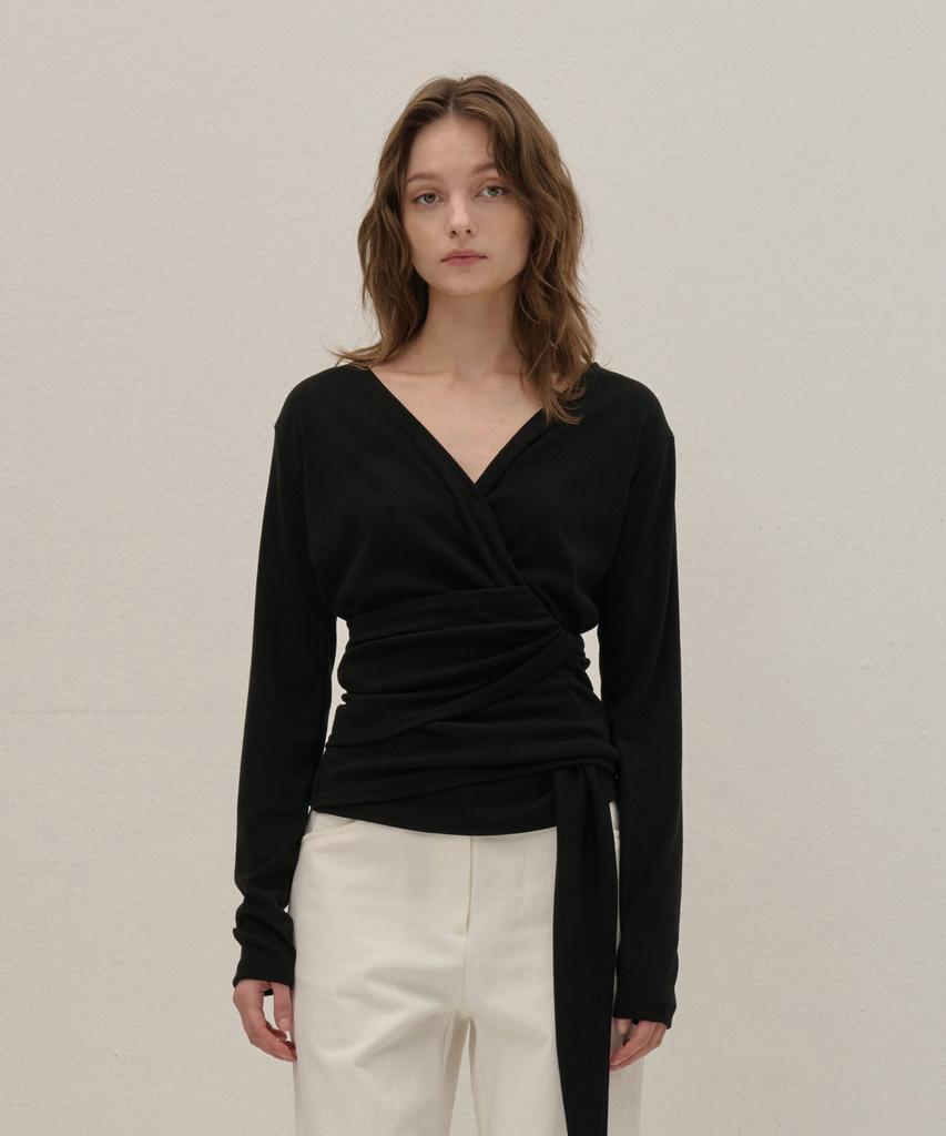Kamino Tie Wrap Blouse Black