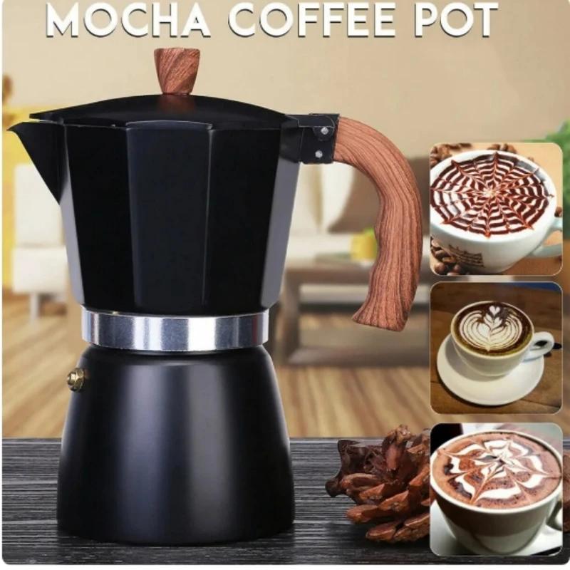 150ML Italian Moka Pot Stove-Top Coffee Maker with Aluminum Pressure Valve for Espresso and Cold Brew High Quality Durable248