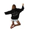 Autumn Women's Fashion Hooded Letter Coat, Loose Fit, XS-5XL, Street Style, Drop Shoulder Sleeves