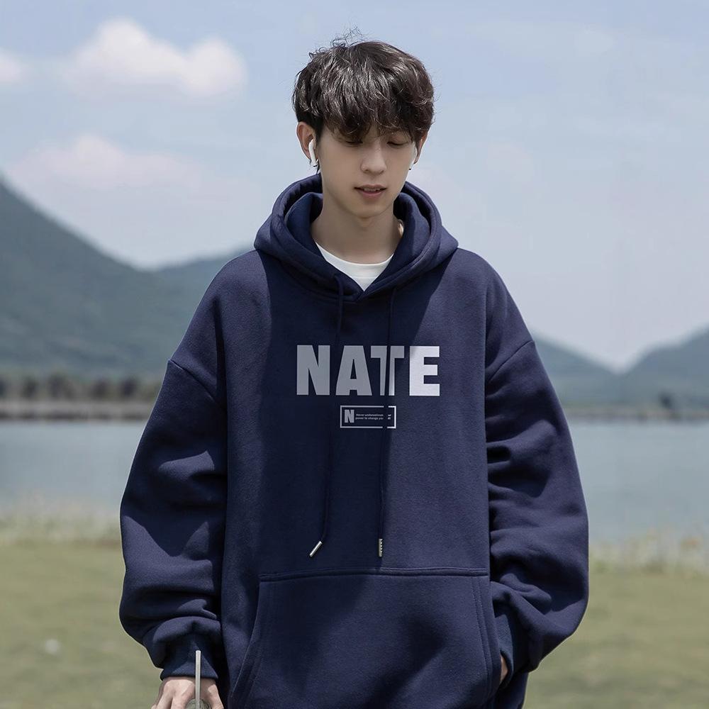 

Мужской свитшот Осень и Зима Новый стиль Бархатный Утепленный Свободный Худи Повседневный Большого размера Куртка 5XL