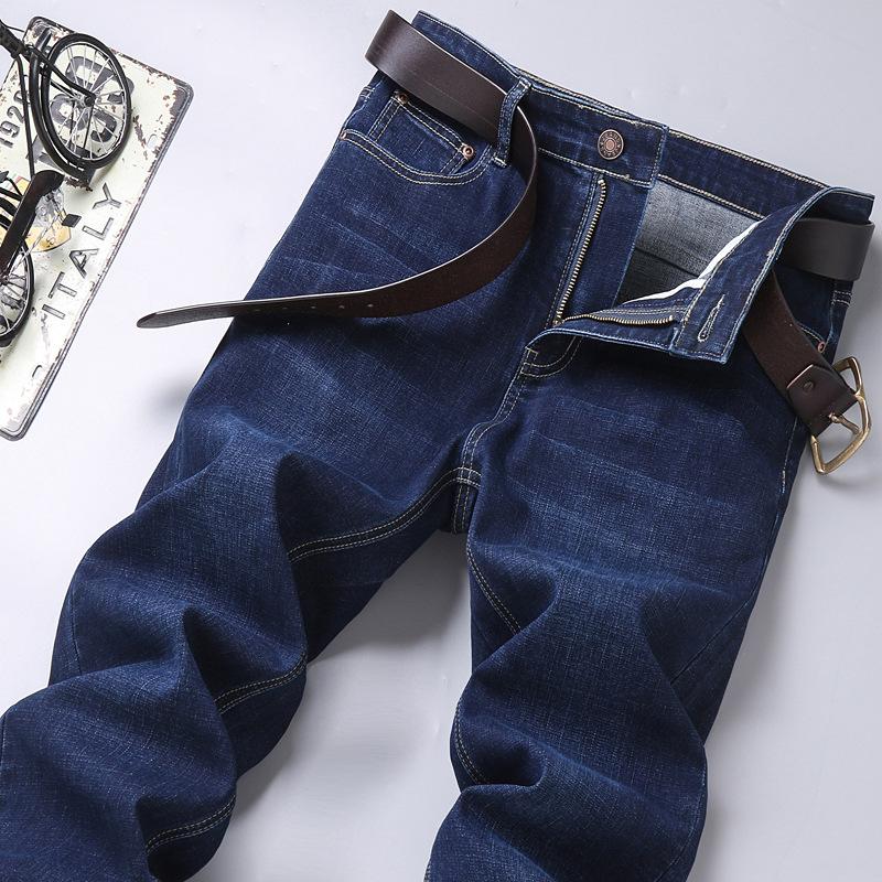ג'ינס לגברים גברים ישרים משוחררים אבא בגיל העמידה מכנסי קז'ואל מכנסיים לגברים דגמי סתיו וחורף
