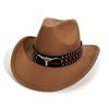 Jazz Hat Big Edge Tibetan Western Cowboy Hat New Woolen Top Hat Men'S And Women'S Outdoor Casual Hat