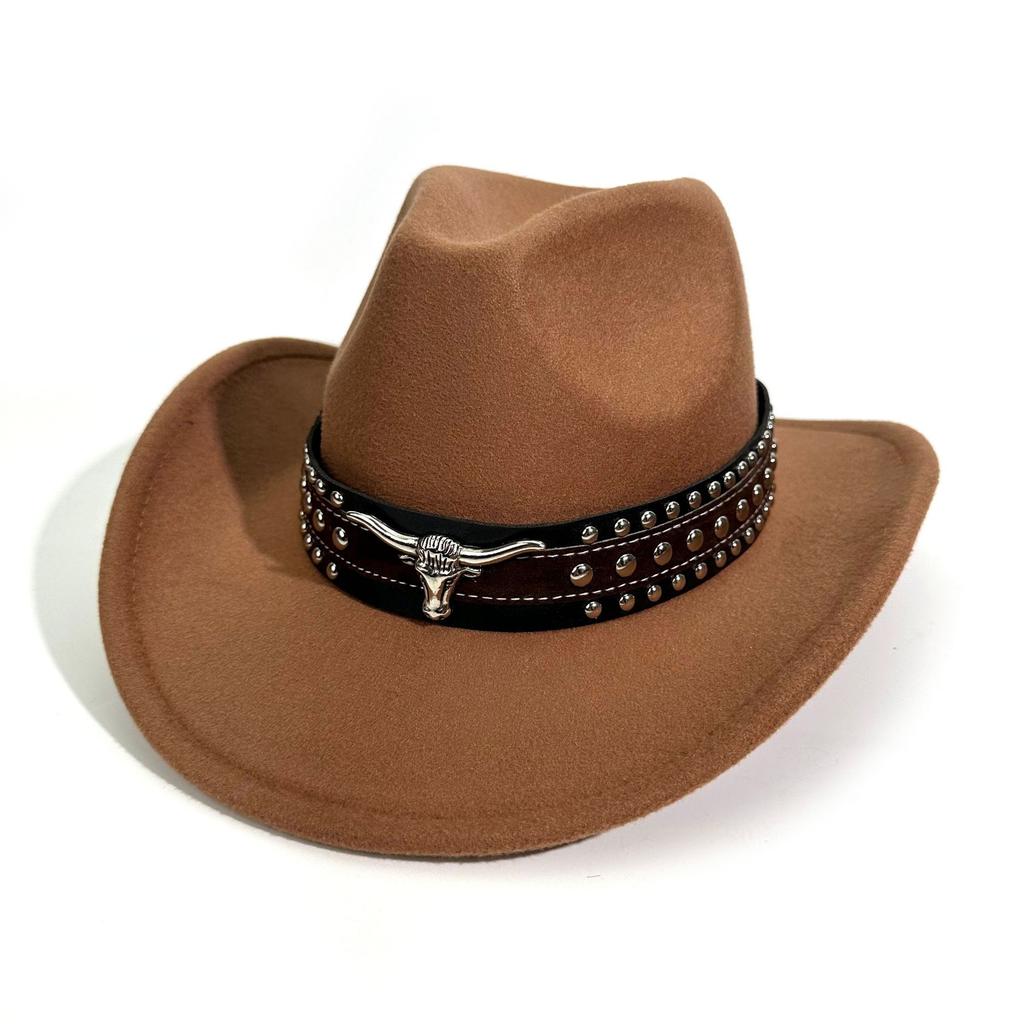 Jazz Hat Big Edge Tibetan Western Cowboy Hat New Woolen Top Hat Men'S And Women'S Outdoor Casual Hat