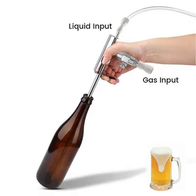 ELECQUEEN Pistolar de Bere Umplutor de Sticle cu Racord Rapid Push-fit, Structură Integrală din Oțel Inoxidabil 304, Kit Simplu de Îmbuteliere Bere pentru Homebrew