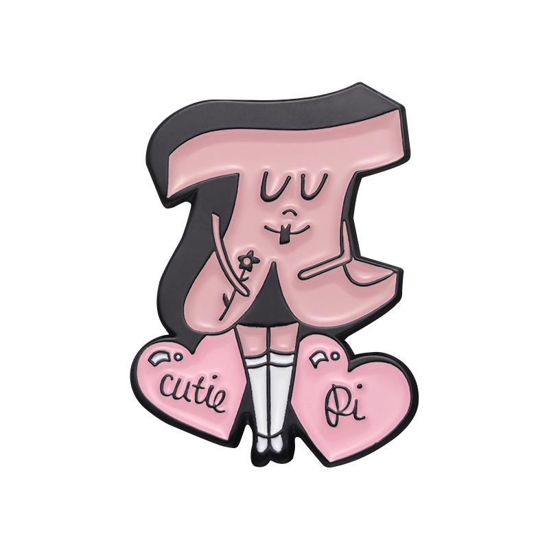 

Мультяшная восхитительная розовая булавка Математический символ Пи Брошь в форме сердца Подходит для всех случаев