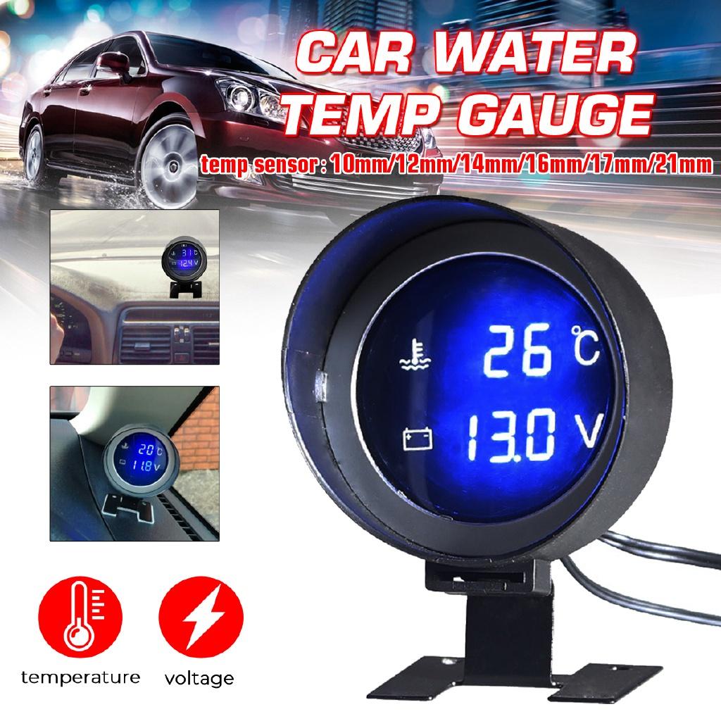 Kulatý LCD Digitální Auto Nákladní Auto Teploměr Vody Teplotní Senzor Teplota + Voltmetr Volt Měřič Napětí