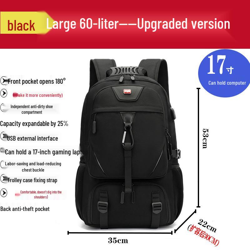 Extra Large Capacity USB Travel Backpack - Breathable, Multi-purpose for Men & Women