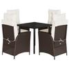 Vidaxl 5-Cz. Garden Furniture Set With Cushions, Brown, Poly Rattan