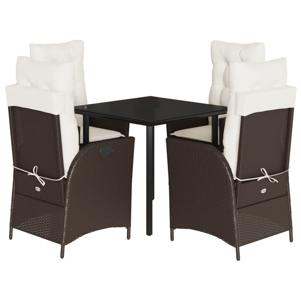 Vidaxl 5-Cz. Garden Furniture Set With Cushions, Brown, Poly Rattan