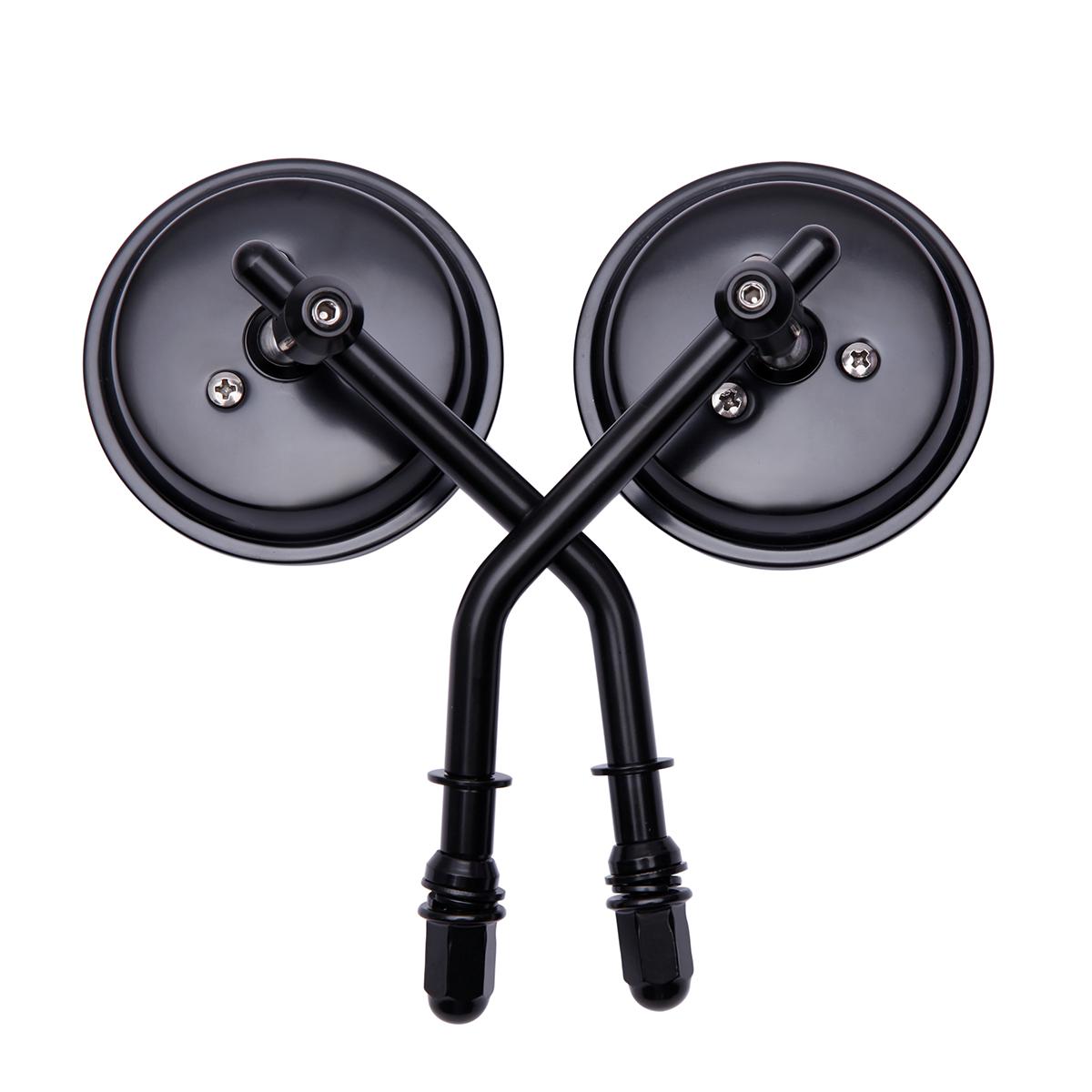 

2 шт./пара 8 мм мотоциклетные боковые зеркала заднего вида выпуклые хромированные/черные круглые зеркала с коротким стержнем для Harley Kawasaki чёрный