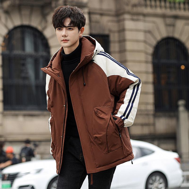 

Couple s new down jacket men s thickened white duck down trendy men s hooded warm casual men s clothing 3XL