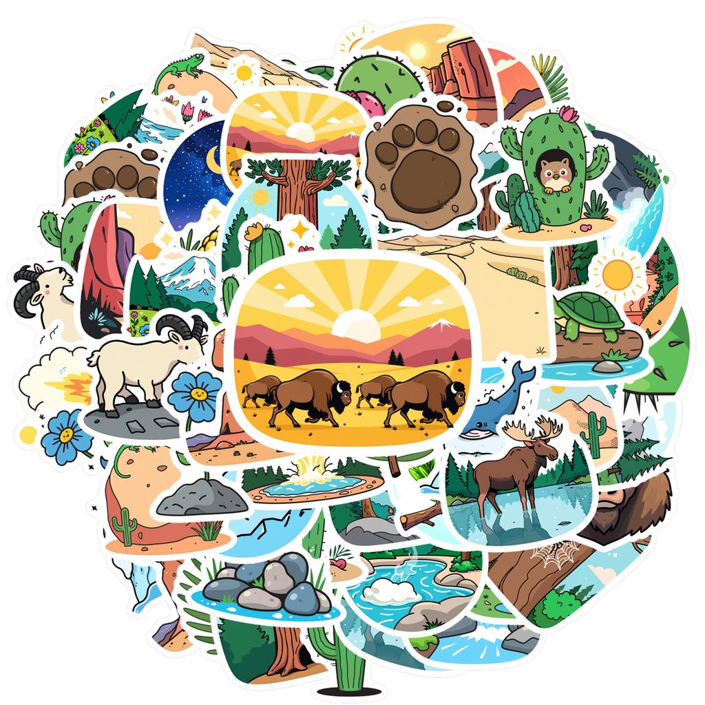 35pcs-100pcs Scenic Nature Stickers Cartoon Scenery Stationery Stickers DIY Stickers For Laptop Luggage Scrapbook Diary