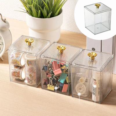 Cotton Swab Makeup Cotton Storage Box Desktop Dressing Table Dustproof Transparent Lipstick Cosmetic Box Acrylic Square Storage