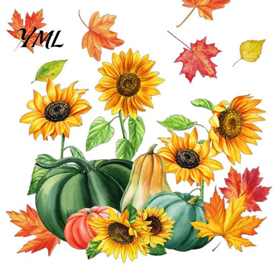 PVC Festive Window Stickers Autumn Harvest Decals, Sunflower Maple Leaf Pumpkin Bird Static Cling Stickers, Decorative Autumnal Wall Murals