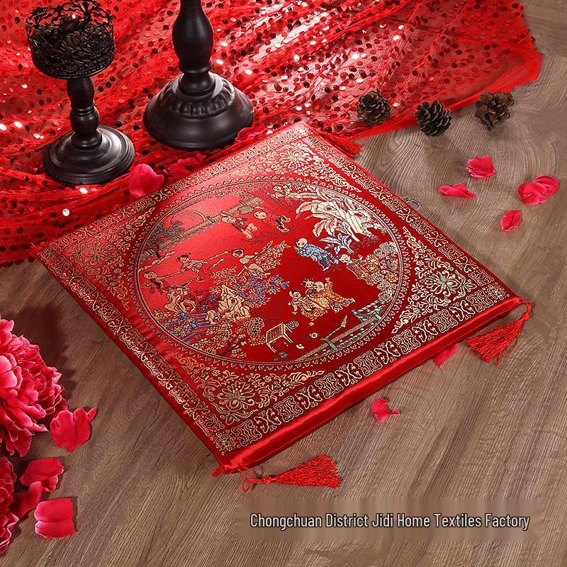 Red Chinese Style Festive Kneeling Cushion - Square Seat for Bay Window and Wedding Decor, with Free Shipping