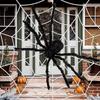 Återanvändbar 150cm/250cm Jättespindelväv Svart/Vit Halloween-dekoration Läskig Jättespindelväv Skräckscen-dekoration Hem