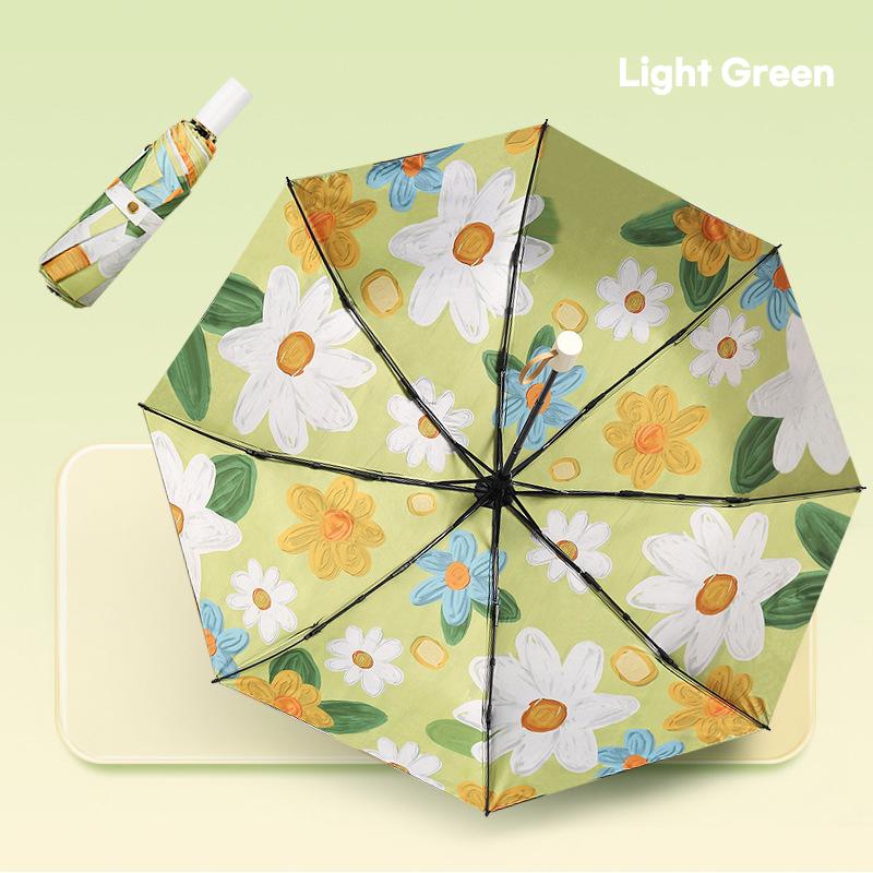 

Зонт-зонтик Flora для женщин, модный складной зонт, ветрозащитный, прочный, двухслойный, с цветком, солнцезащитный зонт для девочек, защита от ультрафиолета светло-зеленый