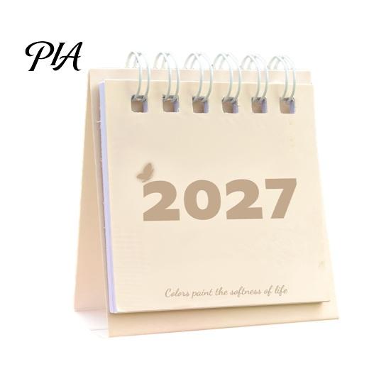Desktop Time Management Tool Mini Desk Calendar 2027, Jan. 2027 to Dec. Standing Flip Small Minimalist Office Stationery Calendar, 12 Monthly Planner