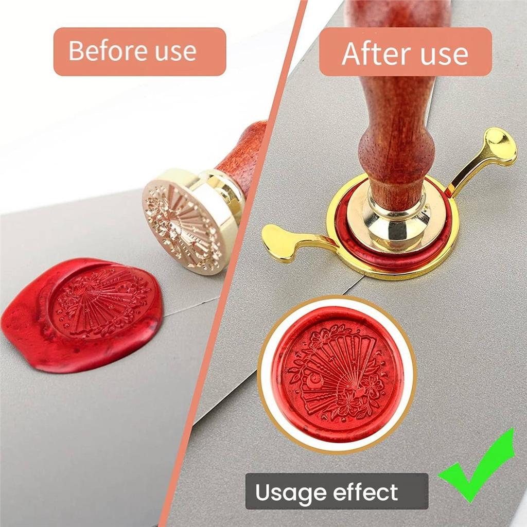 7pcs Metal Wax Seal Molds Gold Wax Seal Mat Wax Seal Molds Kit for Invitations Envelopes Gifts Wine Packaging