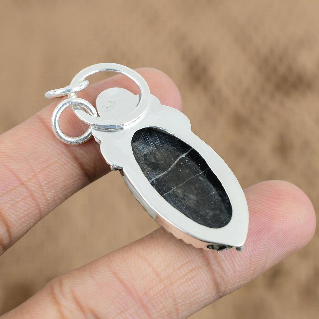 Mothers Day Deal 925 Silver Picasso Jasper Stone Flower Unique Elegant Pendant