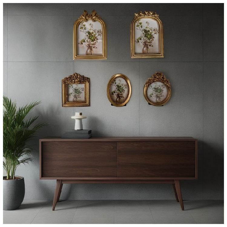 Antique Ornate Photo Frame with Florals Relief Retro Picture Frame Wall and Tabletop Display for Home Decors Art Gallery