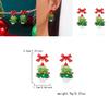 Christmas Tree Earrings Girls Alloy Red Bow Sparkling Jewelry With Holiday Style For Women