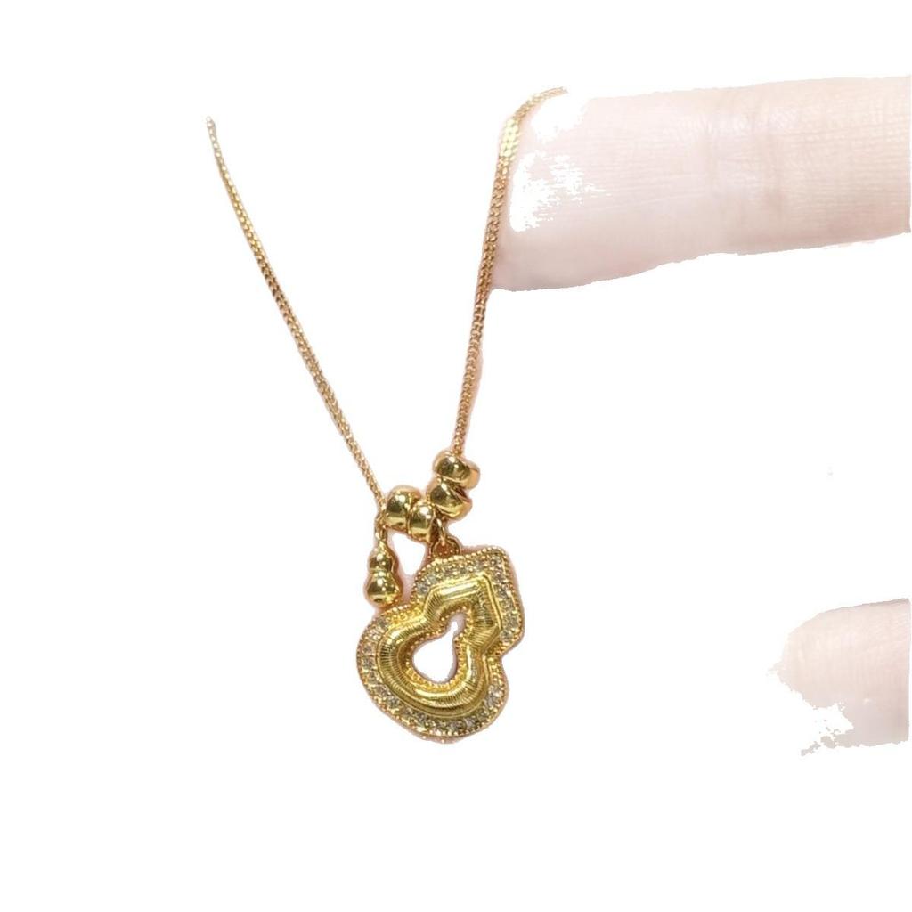 Exquisite S925 Sterling Silver Zircon Gourd Necklace for Women - Luxury Brushed Clavicle Chain