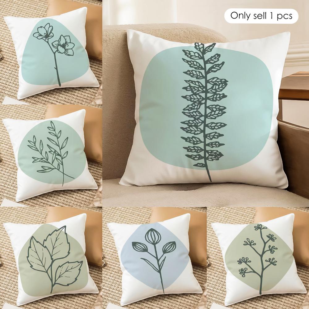 Simple Plant Cushion Cover Soft Plush Fabric DoubleSided Printed Cushion Covers for All Seasons Modern HomeDecor Gift