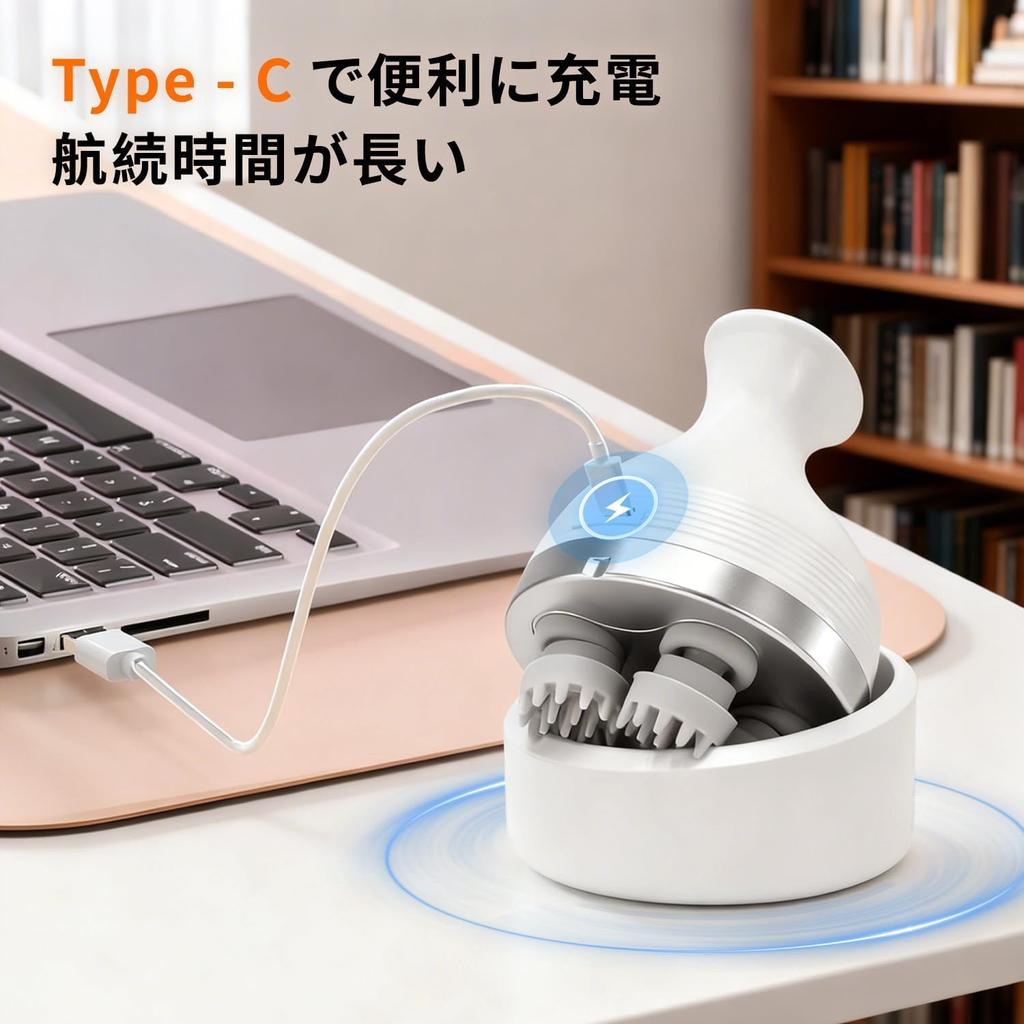 Electric Scalp Head Scalp 3D Scalp Adjustable Speed USB Beauty Relaxation Suitable for Full Lightweight Home Business Birthday Japanese Instruction