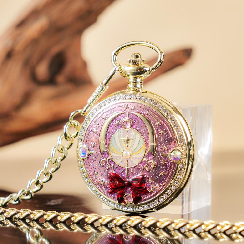 Sailor Moon Retro Mechanical Pocket Watch with Flip Cover - Epoxy Pendant Birthday Gift