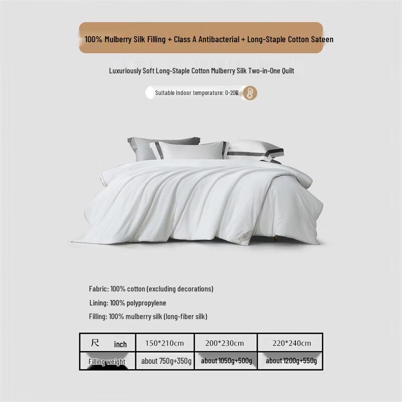 

Luxury Mulberry Silk & Cotton Sateen All-Season Duvet
