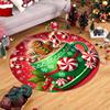Christmas Gingerbread Style Round Rug, Soft Non-Slip Washable Mat for Bedroom, Coffee Table, Bay Window & Holiday Home Decor