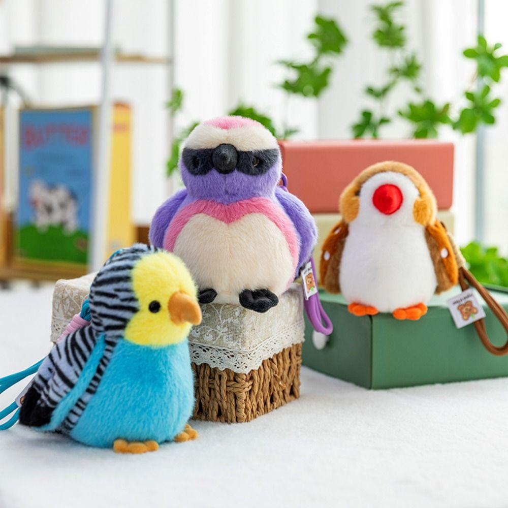 Simulation Bird Doll Pendant Cute Animal Furry Birds Keyrings Bird Plush Keychain  Bag Pendant